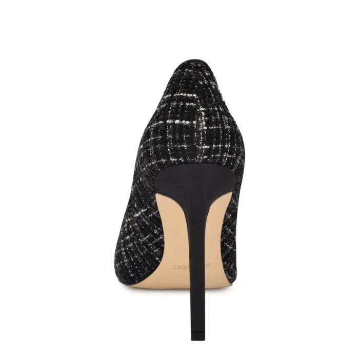 Nine West Heels Women Tatiana Pointy Toe Pumps Blackwhite Tweed