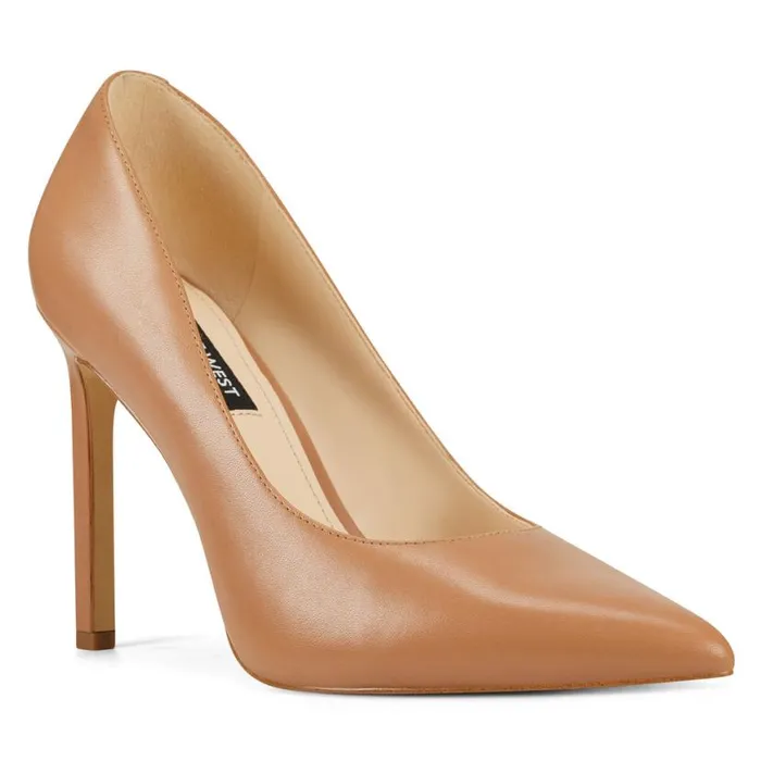 Nine West Heels Women Tatiana Pointy Toe Pumps Natural Leather Nine West Heels Women Tatiana Pointy Toe Pumps Natural Leather