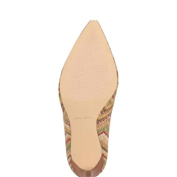 Nine West Heels Women Tatiana Pointy Toe Pumps Natural Multi Raffia