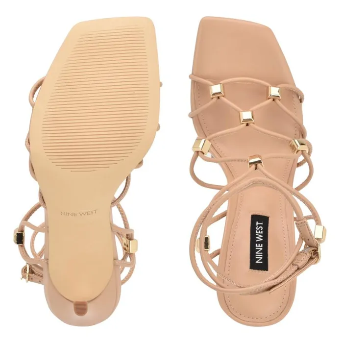 Nine West Heels Women Tenor Ankle Wrap Heeled Sandals Warm Blush