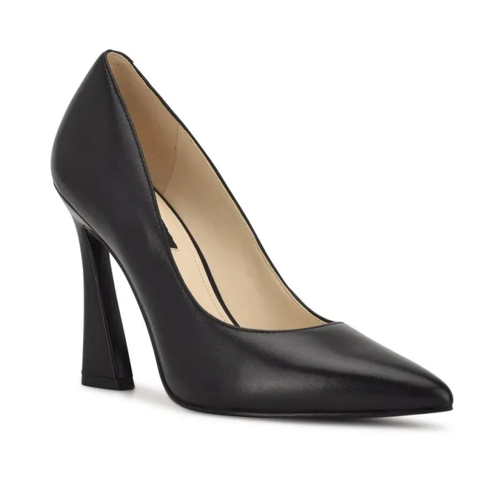 Nine West Heels Women Trendz Pointy Toe Pumps Black Leather