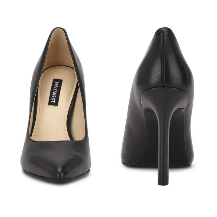Nine West Heels Women Trendz Pointy Toe Pumps Black Leather