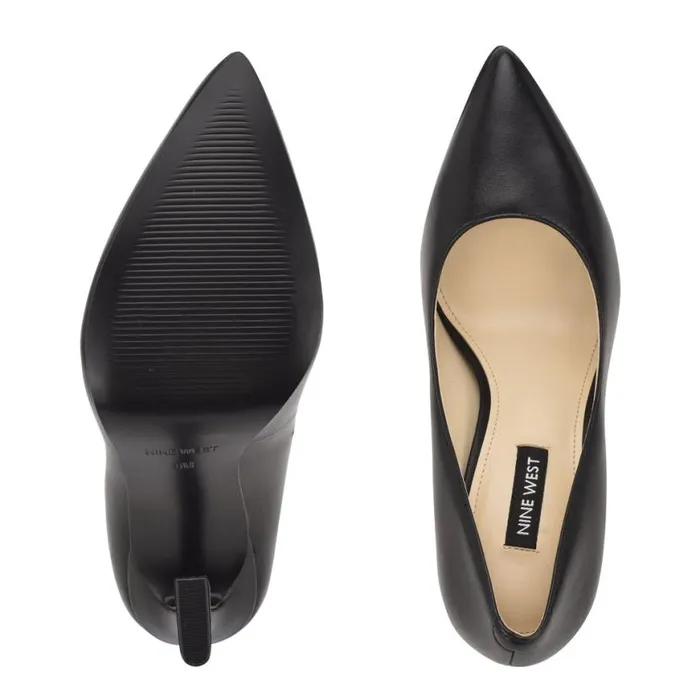 Nine West Heels Women Trendz Pointy Toe Pumps Black Leather