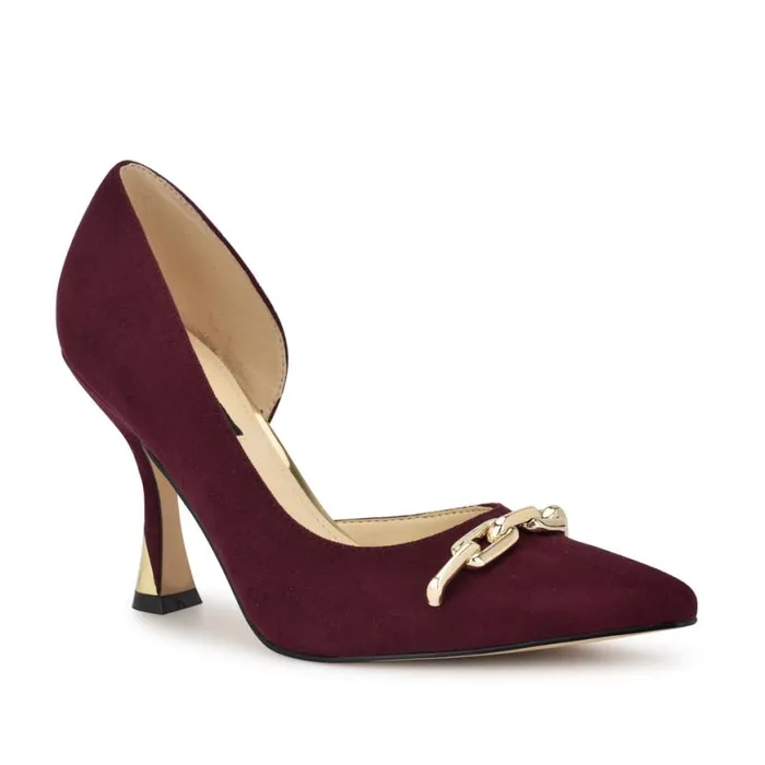 Nine West Heels Women Vampe D039Orsay Chain Pumps Dark Red