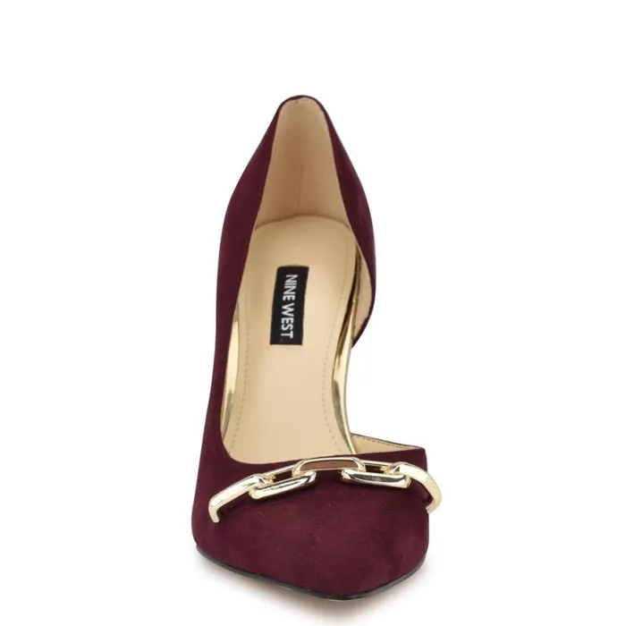 Nine West Heels Women Vampe D039Orsay Chain Pumps Dark Red