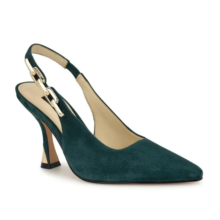 Nine West Heels Women Veroni Slingback Pumps Dark Green Suede Nine West Heels Women Veroni Slingback Pumps Dark Green Suede