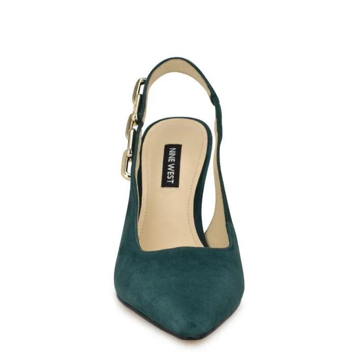 Nine West Heels Women Veroni Slingback Pumps Dark Green Suede Nine West Heels Women Veroni Slingback Pumps Dark Green Suede