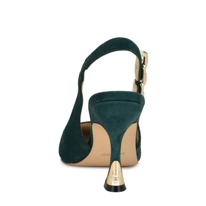 Nine West Heels Women Veroni Slingback Pumps Dark Green Suede Nine West Heels Women Veroni Slingback Pumps Dark Green Suede