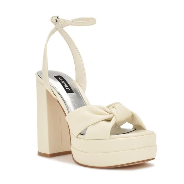 Nine West Heels Women Vivid Platform Sandals Chic Cream