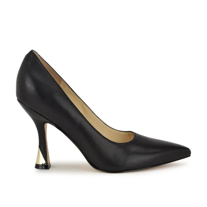 Nine West Heels Women Vylot Pointy Toe Pumps Black Leather
