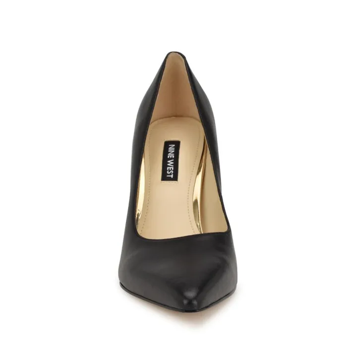 Nine West Heels Women Vylot Pointy Toe Pumps Black Leather