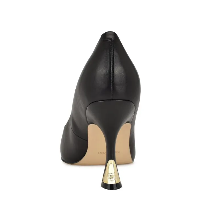 Nine West Heels Women Vylot Pointy Toe Pumps Black Leather
