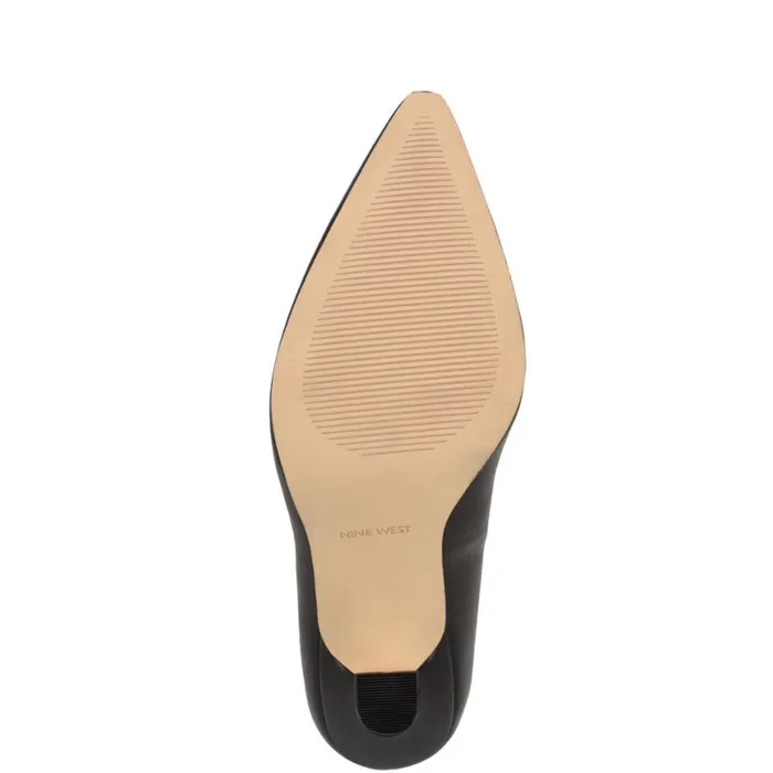 Nine West Heels Women Vylot Pointy Toe Pumps Black Leather
