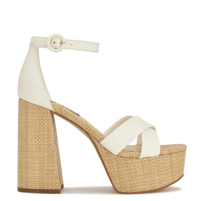 Nine West Heels Women Willie Platform Sandals White Raffia