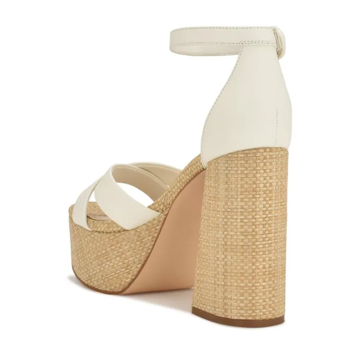 Nine West Heels Women Willie Platform Sandals White Raffia Nine West Heels Women Willie Platform Sandals White Raffia
