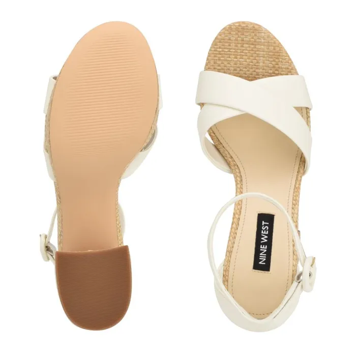 Nine West Heels Women Willie Platform Sandals White Raffia Nine West Heels Women Willie Platform Sandals White Raffia