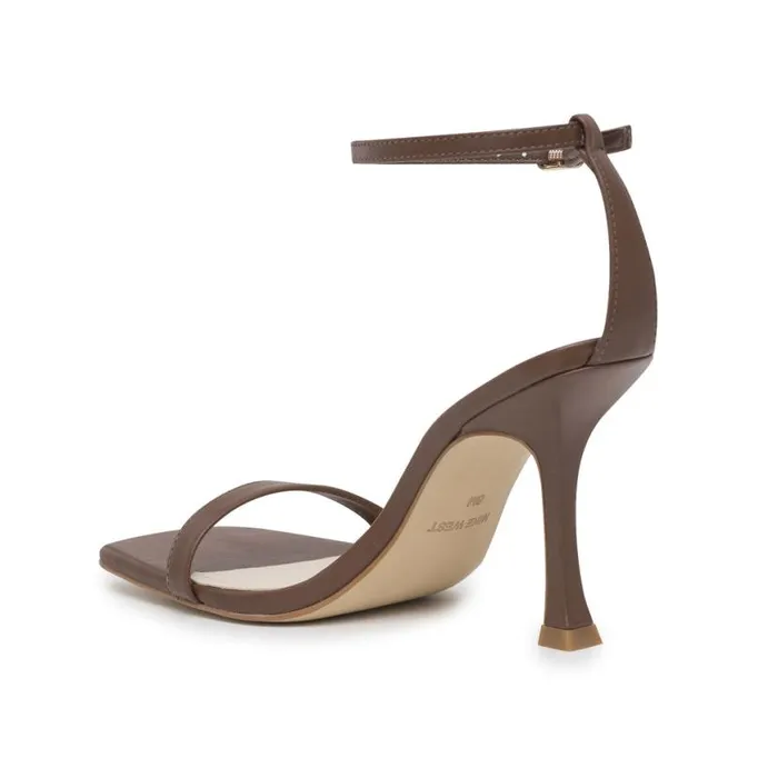 Nine West Heels Women Yess Ankle Strap Sandals Brown Leather