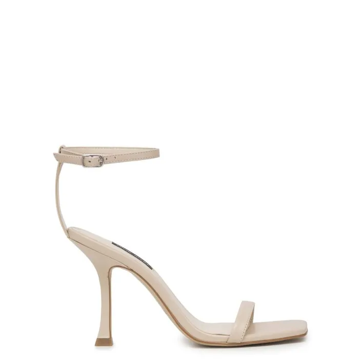 Nine West Heels Women Yess Ankle Strap Sandals Ivory Leather