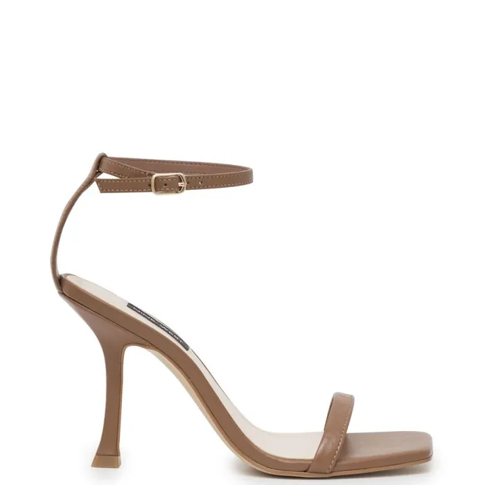 Nine West Heels Women Yess Ankle Strap Sandals Light Brown Leather
