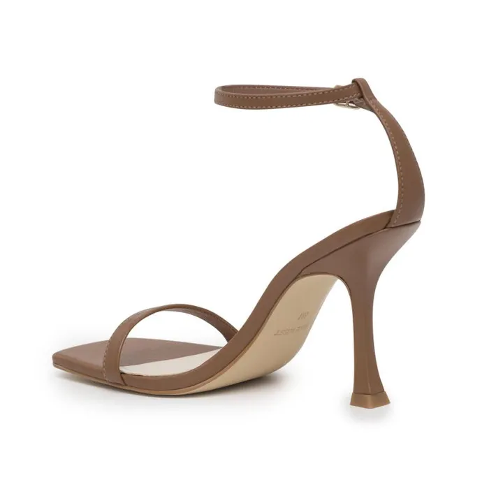 Nine West Heels Women Yess Ankle Strap Sandals Light Brown Leather