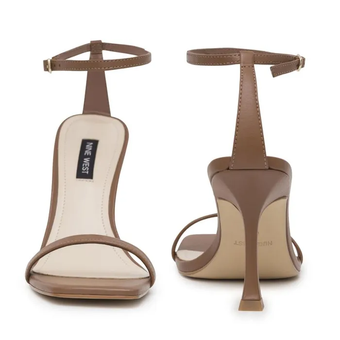 Nine West Heels Women Yess Ankle Strap Sandals Light Brown Leather