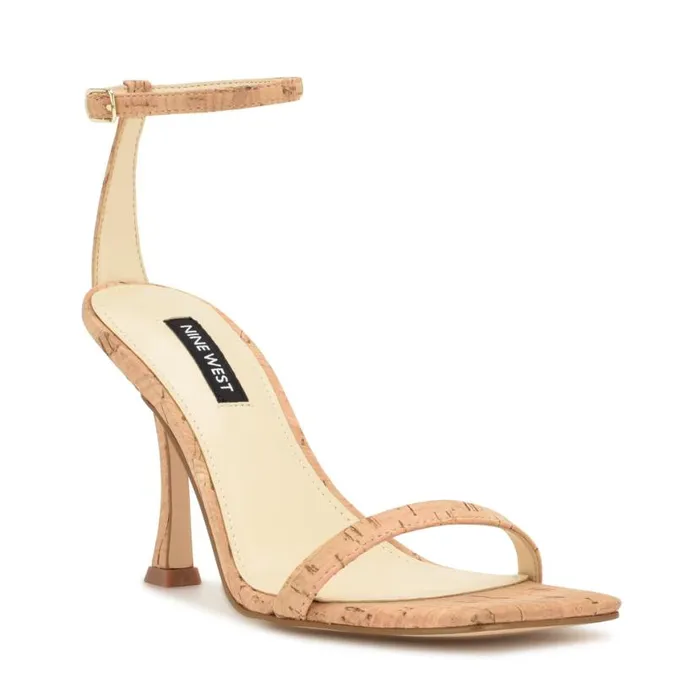 Nine West Heels Women Yess Ankle Strap Sandals Natural Cork