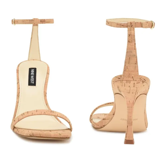 Nine West Heels Women Yess Ankle Strap Sandals Natural Cork