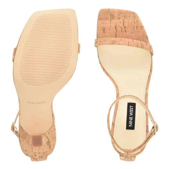 Nine West Heels Women Yess Ankle Strap Sandals Natural Cork