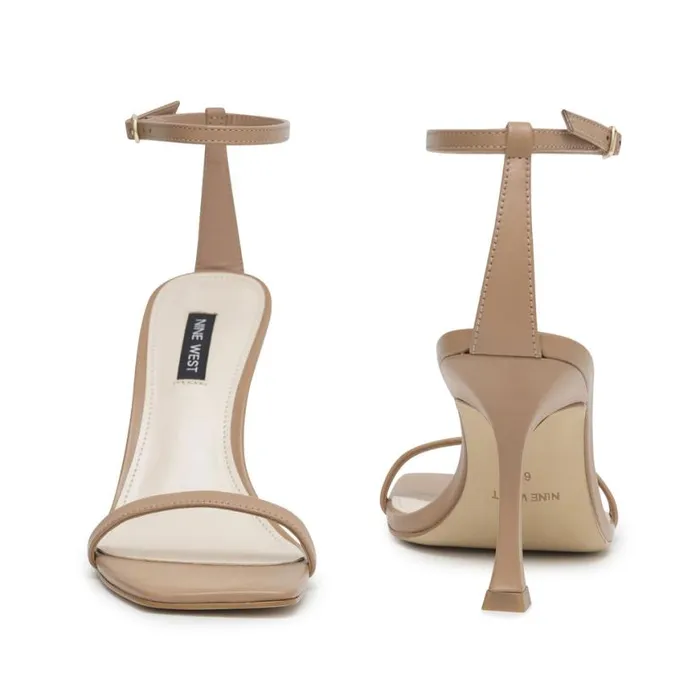 Nine West Heels Women Yess Ankle Strap Sandals Natural Leather