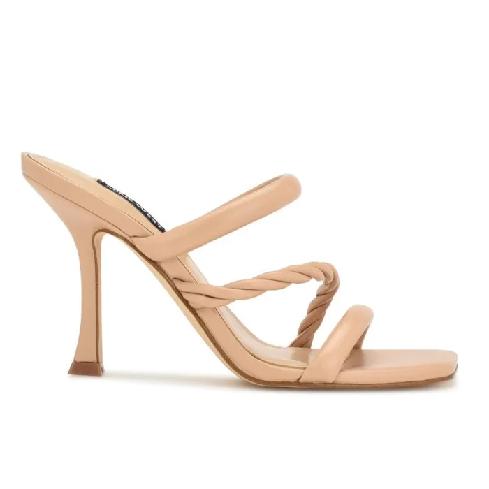 Nine West Heels Women Yester Heeled Slide Sandals Warm Blush