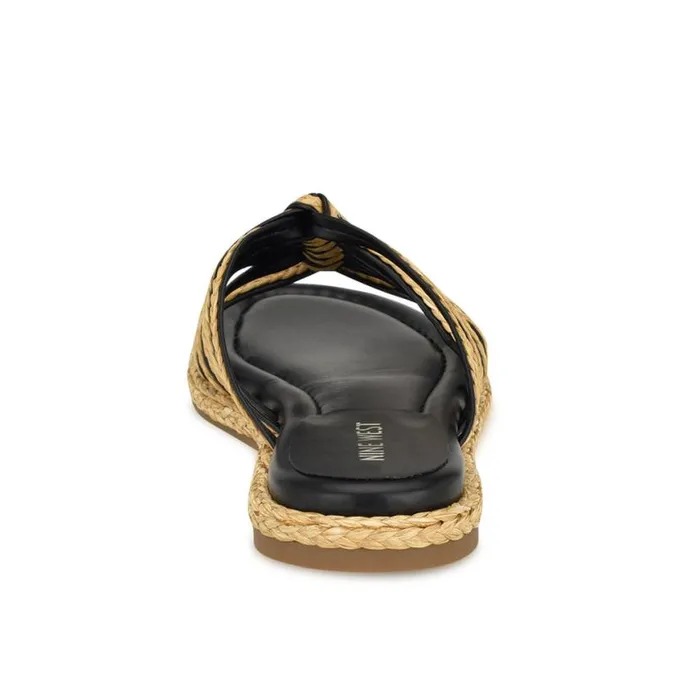 Nine West Sandals Women Adila Flat Espadrille Sandals Black Raffia