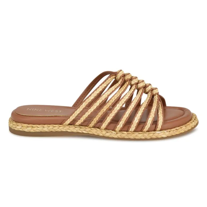Nine West Sandals Women Adila Flat Espadrille Sandals Brown Raffia