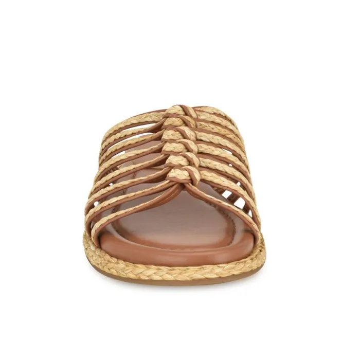 Nine West Sandals Women Adila Flat Espadrille Sandals Brown Raffia