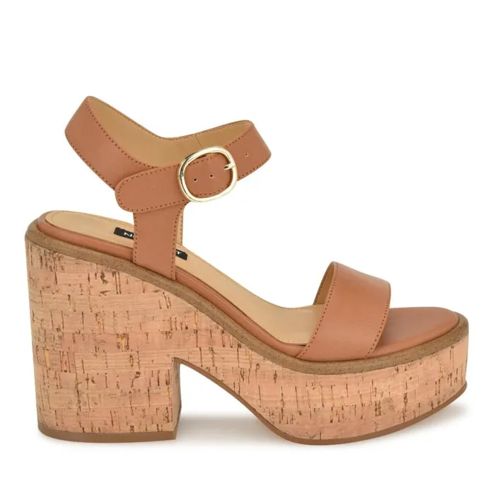 Nine West Sandals Women Amye Ankle Strap Wedge Sandals Brown