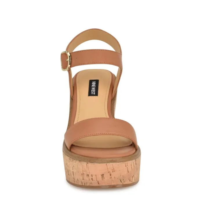 Nine West Sandals Women Amye Ankle Strap Wedge Sandals Brown