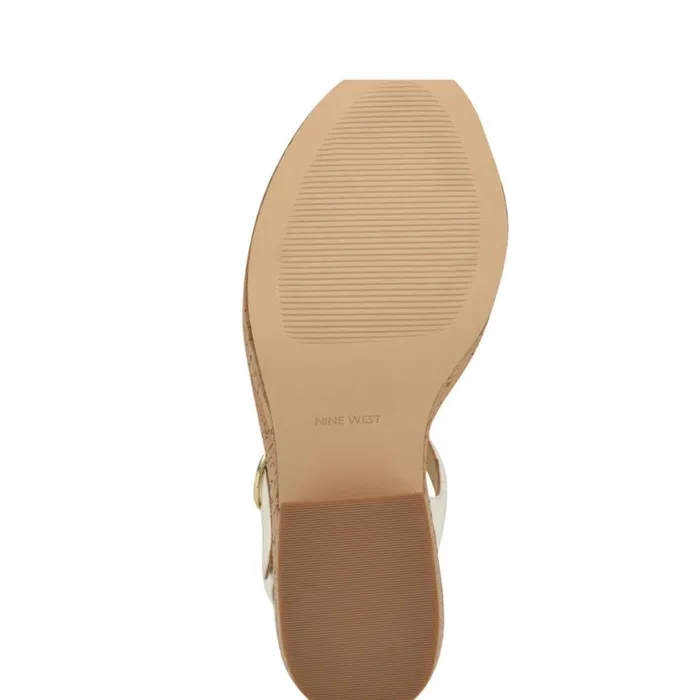 Nine West Sandals Women Amye Ankle Strap Wedge Sandals White