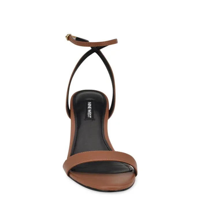 Nine West Sandals Women Anny Ankle Strap Heeled Sandals Medium Brown