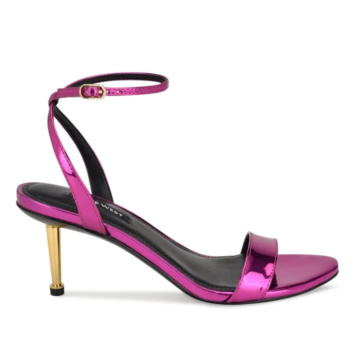 Nine West Sandals Women Anny Ankle Strap Heeled Sandals Medium Pink