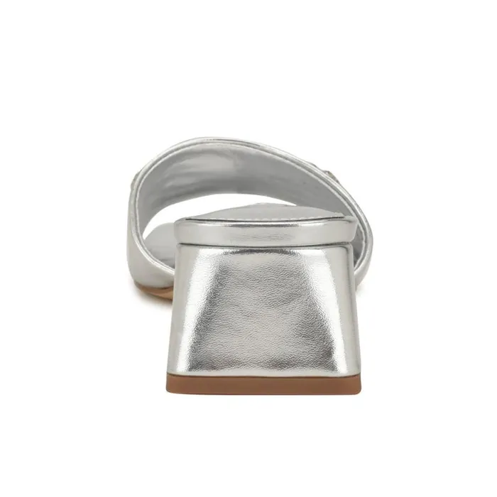 Nine West Sandals Women Bamsy Block Heel Slide Sandals Silver Nine West Sandals Women Bamsy Block Heel Slide Sandals Silver