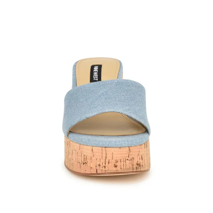 Nine West Sandals Women Boone Platform Slide Sandals Denim