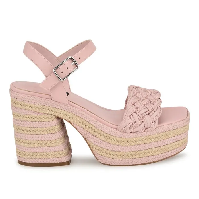 Nine West Sandals Women Cinka Woven Platform Sandals Light Pink