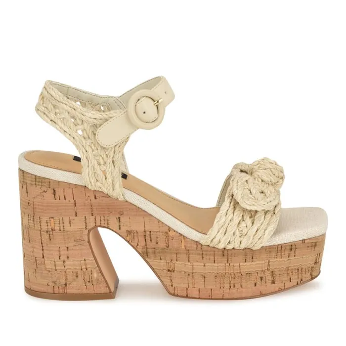 Nine West Sandals Women Comiele Platform Sandals Chic Cream Raffia