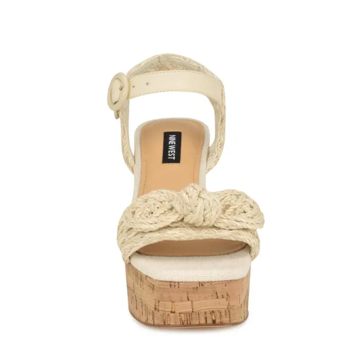 Nine West Sandals Women Comiele Platform Sandals Chic Cream Raffia