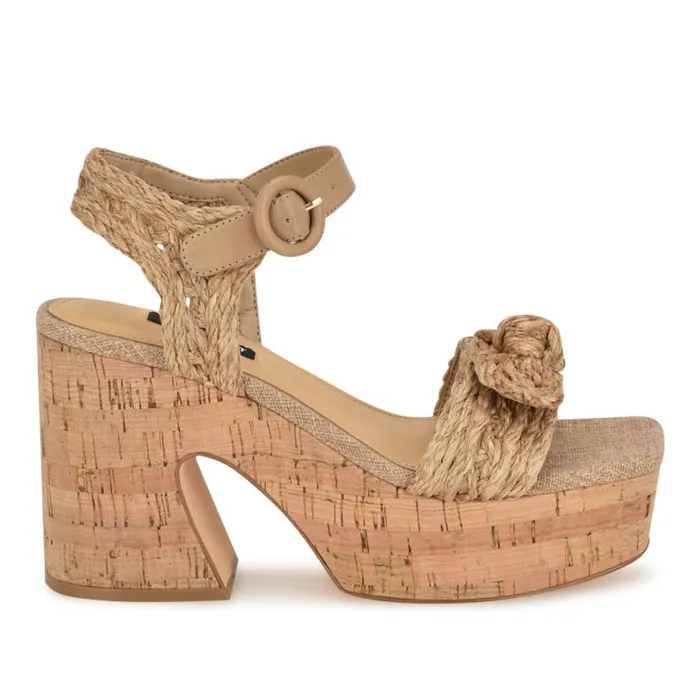 Nine West Sandals Women Comiele Platform Sandals Natural Raffia