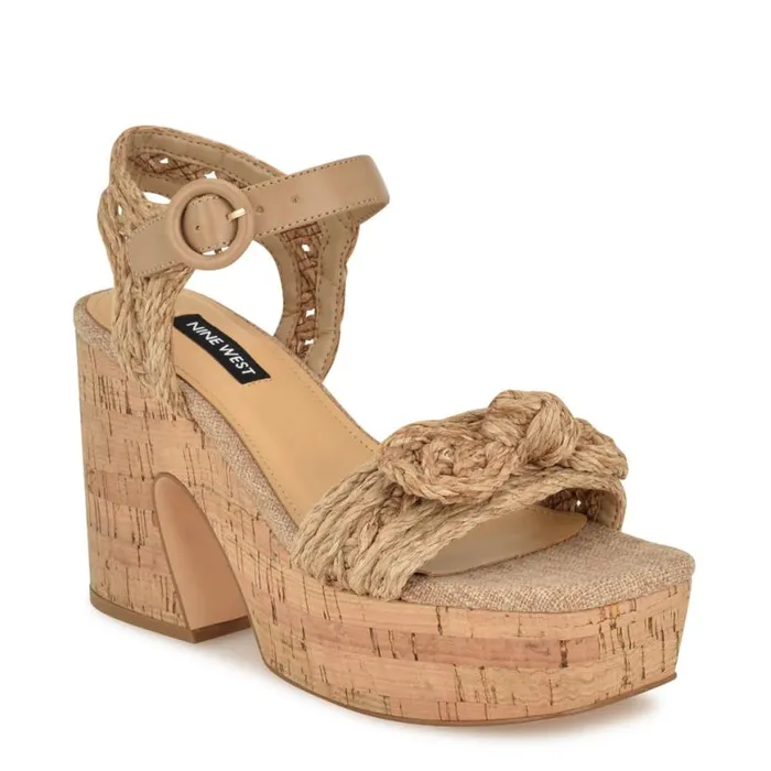 Nine West Sandals Women Comiele Platform Sandals Natural Raffia Nine West Sandals Women Comiele Platform Sandals Natural Raffia