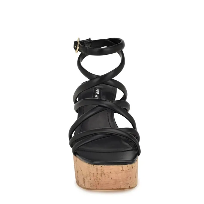Nine West Sandals Women Corke Platform Wedge Strappy Sandals Black Nine West Sandals Women Corke Platform Wedge Strappy Sandals Black