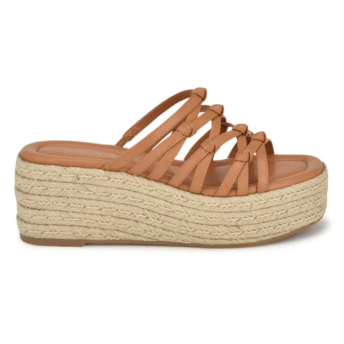 Nine West Sandals Women Cristy Espadrille Wedge Sandals Light Brown