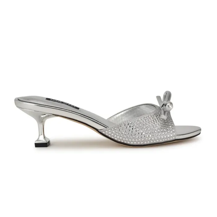 Nine West Sandals Women Delly Bow Sandals Silver