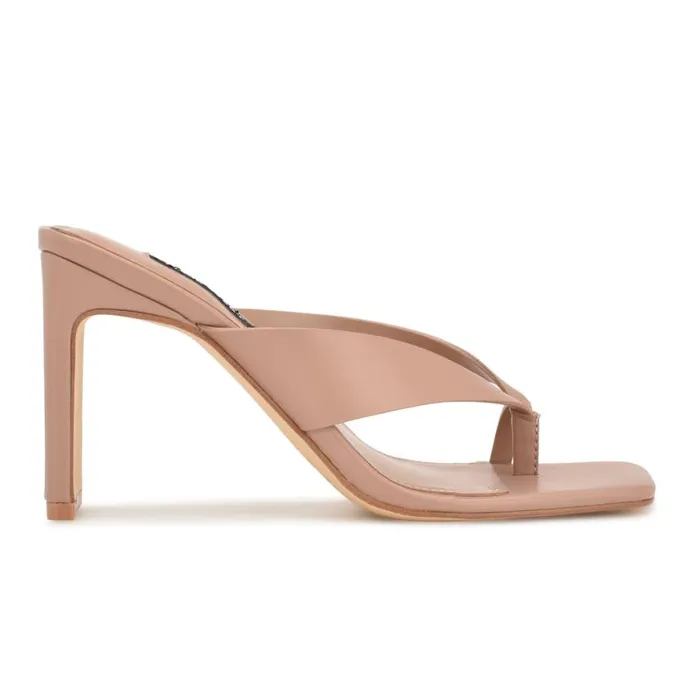 Nine West Sandals Women Durlife Heeled Thong Sandals Dark Blush