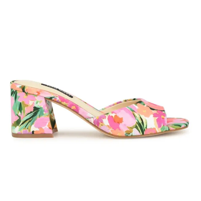 Nine West Sandals Women Gagen Slide Sandals Pink Floral